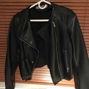 Zara Black Faux Leather Moto Jacket- Size Small